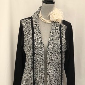 Dress Barn black gray white & silver cardigan XL